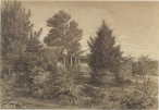 The Station Plenty, (Yallambie) view II by Edward La Trobe Bateman 1853-1856. Detailed view of house and verandah, (Source: National Gallery of Victoria Collection).