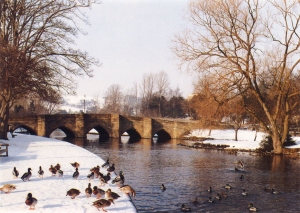 Bakewell's medieval bridge in winter time