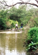 Fishing on the Plenty River at Yallambie, October, 1998. (Picture by I McLachlan)