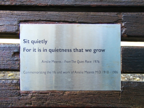 Inscription on the "meditation bench", Fitzroy Gardens, East Melbourne.