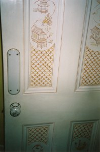 Bedroom door painted by the writer's wife in 2000.