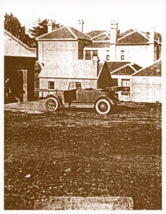 Motor car in the farm yard at Yallambie, c1930.