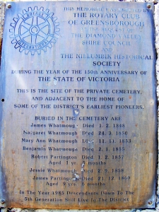 Memorial plaque at the Pioneer Children's Cemetery, Greensborough.