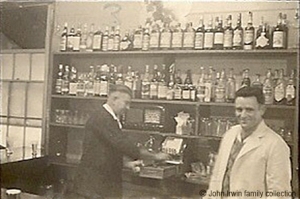Mick (pictured right), the Plenty Bridge barman in front of the tools of his trade.