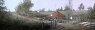 The Plenty Bridge Hotel, c1928. Panorama made from colourized screen stills of original footage of the opening of the Heidelberg Golf Club.